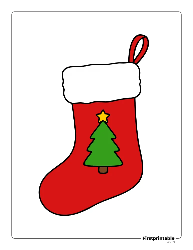 Christmas Stocking with Tree Template - Large Colored Christmas Stocking with Tree Template - Large Colored