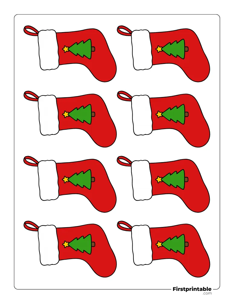 Christmas Stocking with Tree Template - XS Colored Christmas Stocking with Tree Template - XS Colored