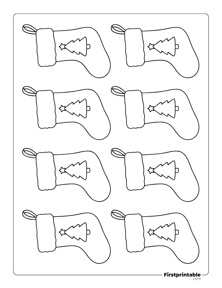 Christmas Stocking with Tree Template - XS Outline Christmas Stocking with Tree Template - XS Outline