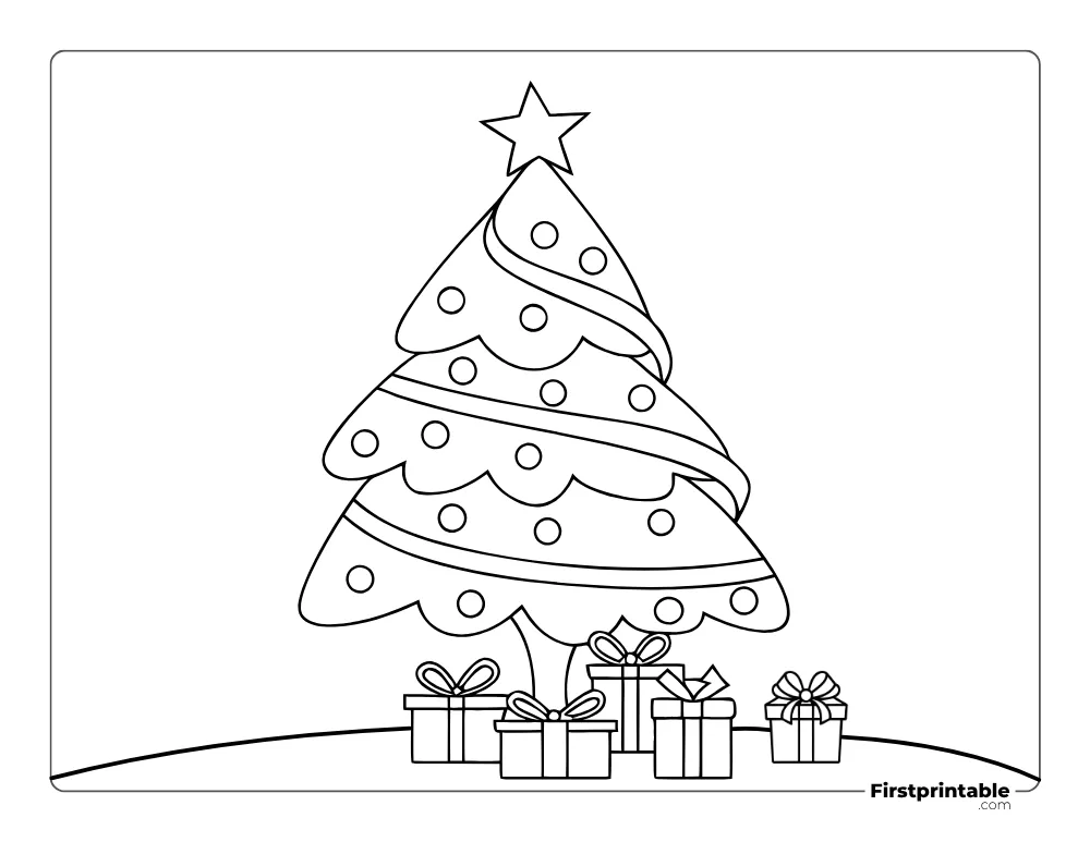 Simple Christmas Tree to Color for Kids