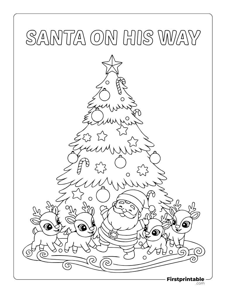 Santa Enjoying Christmas Coloring Page
