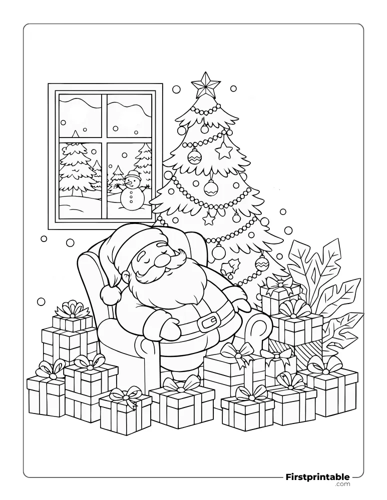 Cozy Santa Claus Coloring Sheet