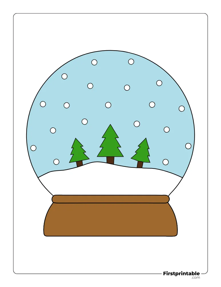 Christmas Tree Snow Globe Template - Large Colored
