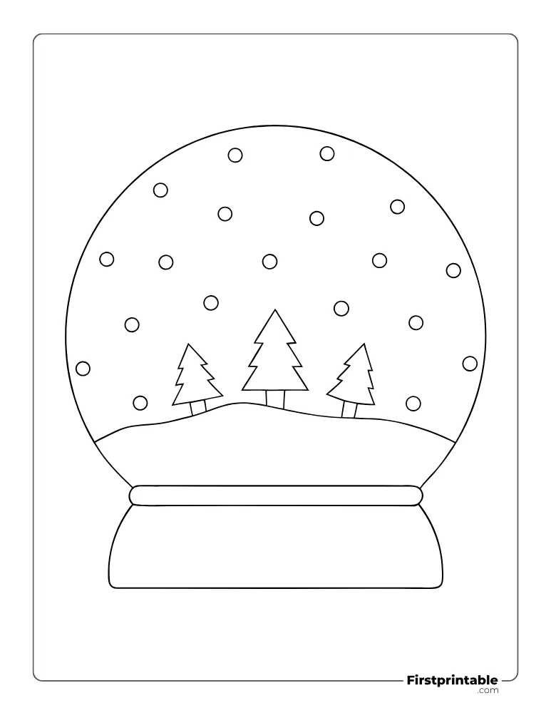 Christmas Tree Snow Globe Template - Large Outline