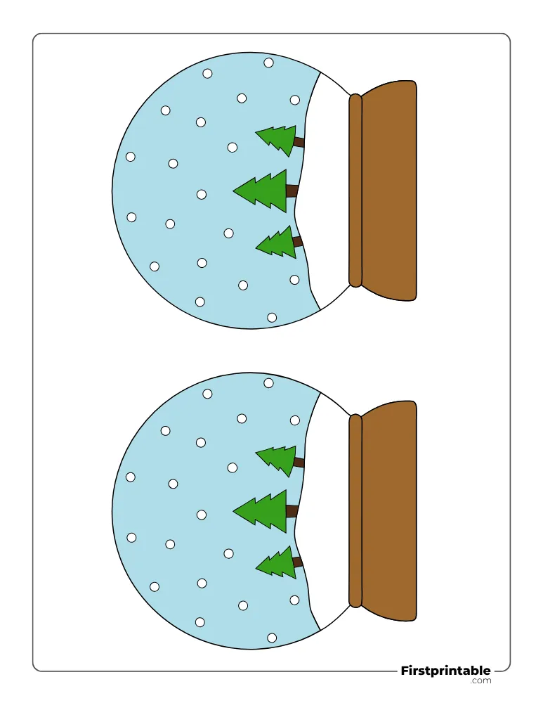 Christmas Tree Snow Globe Template - Medium Colored