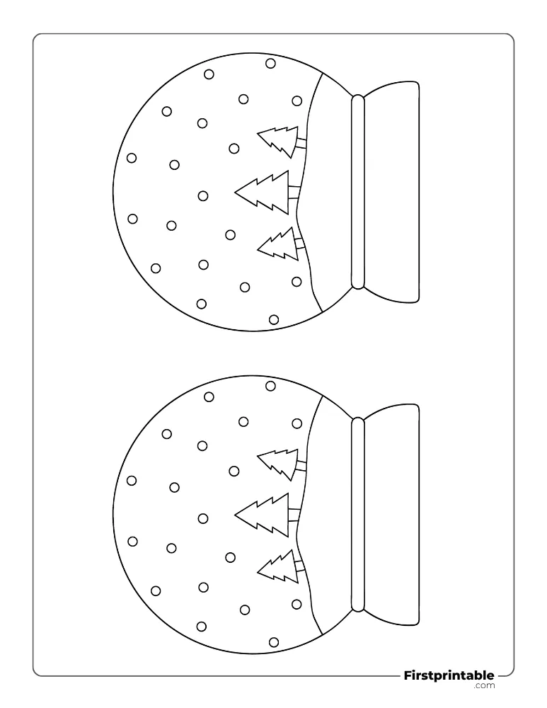 Christmas Tree Snow Globe Template - Medium Outline