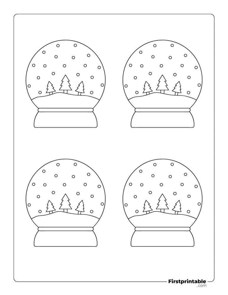 Christmas Tree Snow Globe Template - Small Outline