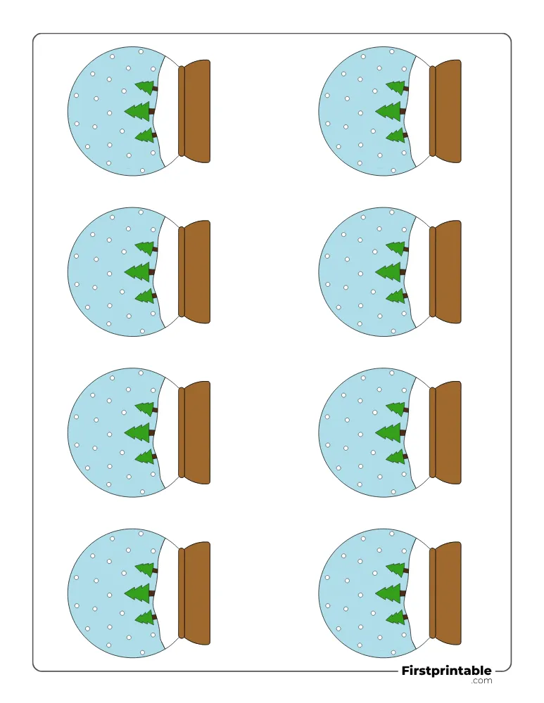 Christmas Tree Snow Globe Template - XS Colored