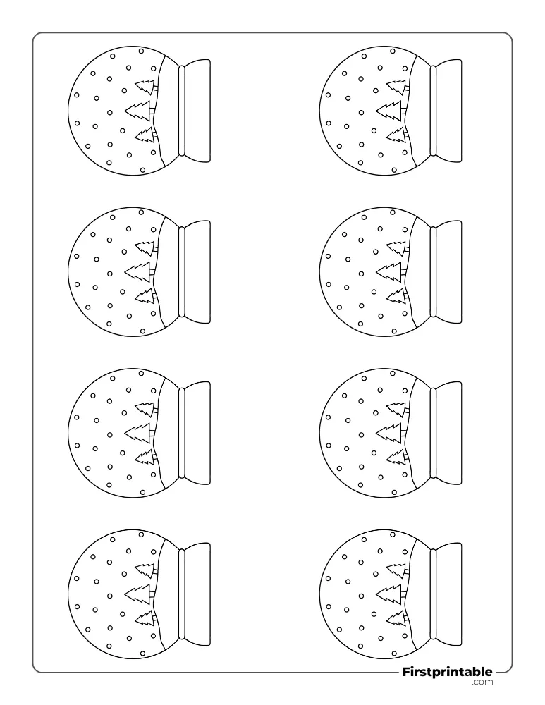 Christmas Tree Snow Globe Template - XS Outline