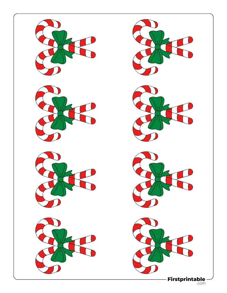 Crossed Candy Cane with Bow Template - XS Colored