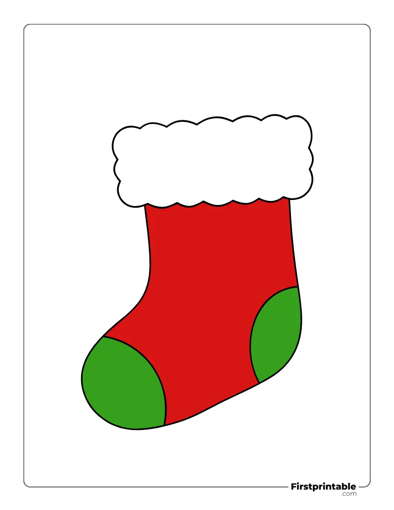 Cute Christmas Stocking Template - Large Colored Cute Christmas Stocking Template - Large Colored