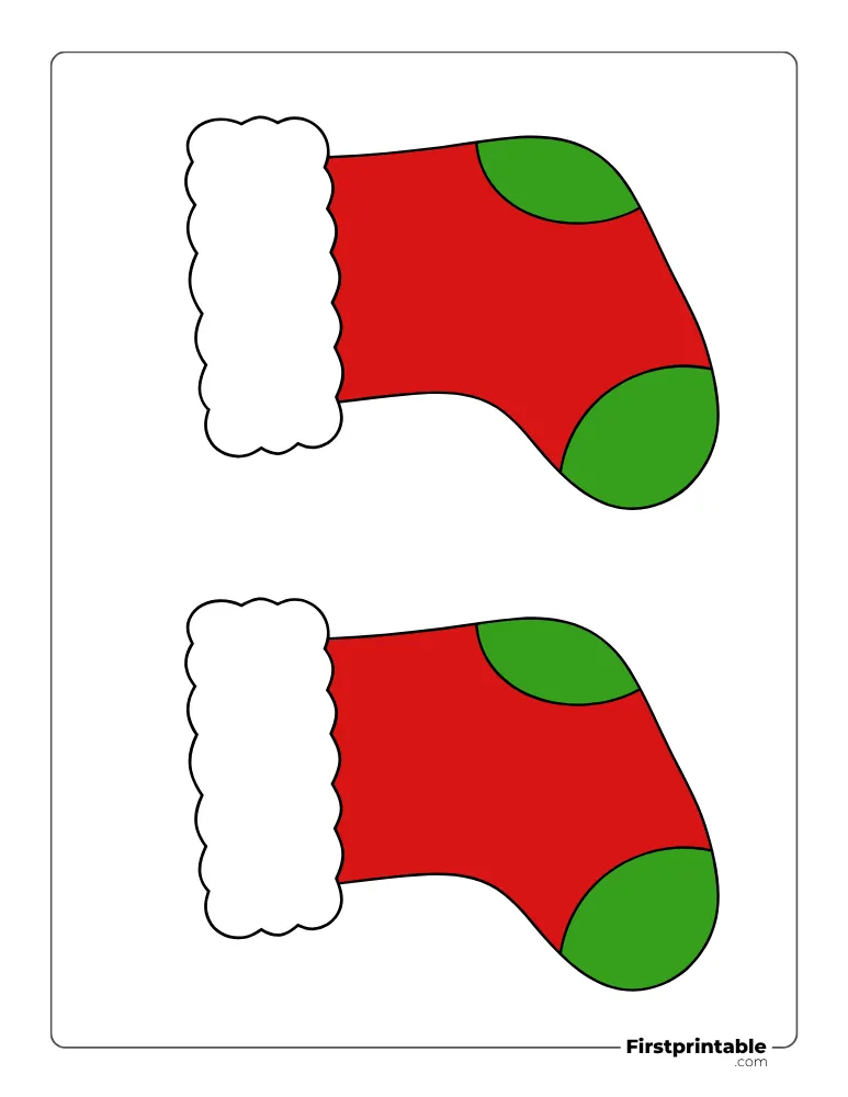 Cute Christmas Stocking Template - Medium  Colored Cute Christmas Stocking Template - Medium  Colored
