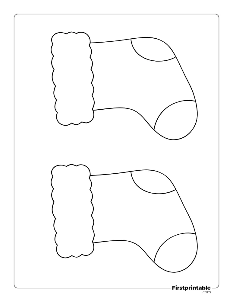 Cute Christmas Stocking Template - Medium Outline Cute Christmas Stocking Template - Medium Outline