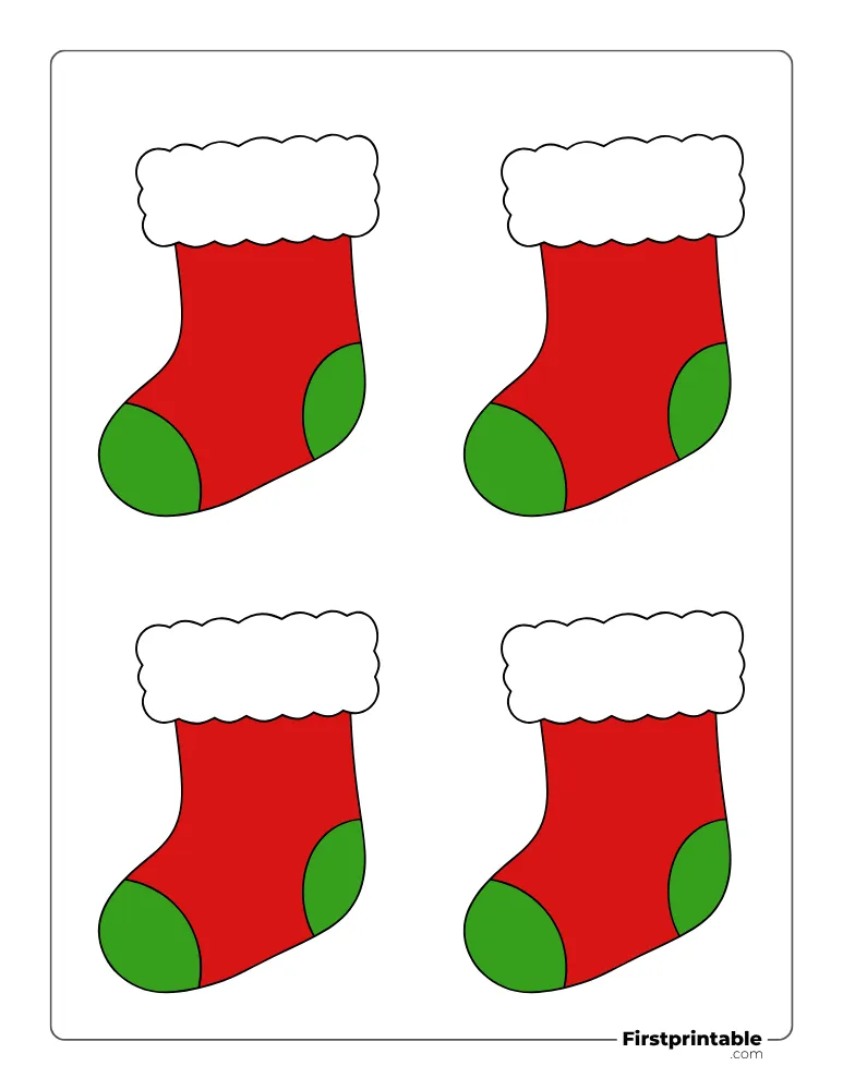 Cute Christmas Stocking Template - Small Colored Cute Christmas Stocking Template - Small Colored