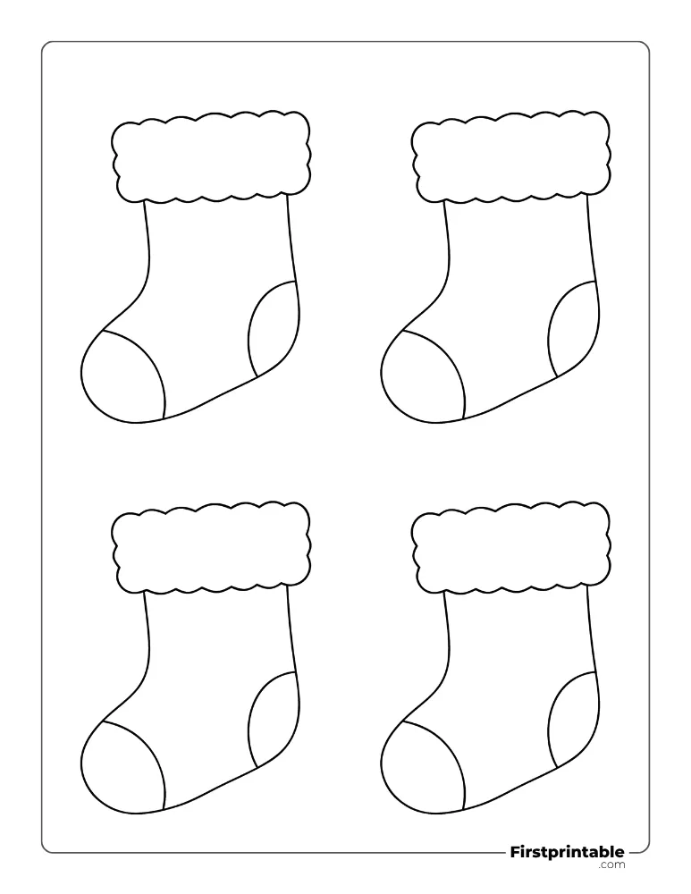 Cute Christmas Stocking Template - Small Outline Cute Christmas Stocking Template - Small Outline