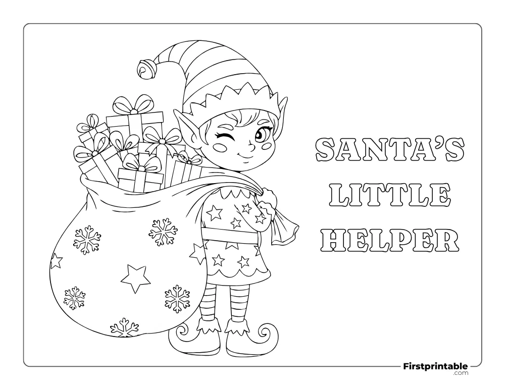 Santa's Little Helper Coloring Page Santa's Little Helper Coloring Page
