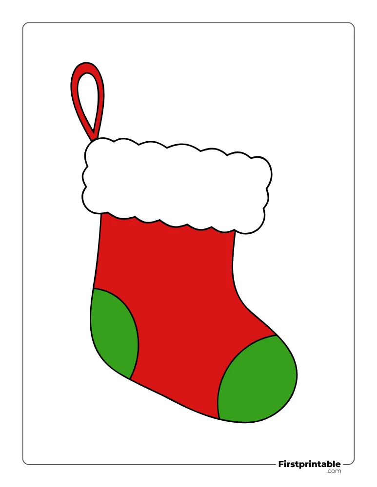 Kawaii Xmas Stocking Template - Large Colored Kawaii Xmas Stocking Template - Large Colored