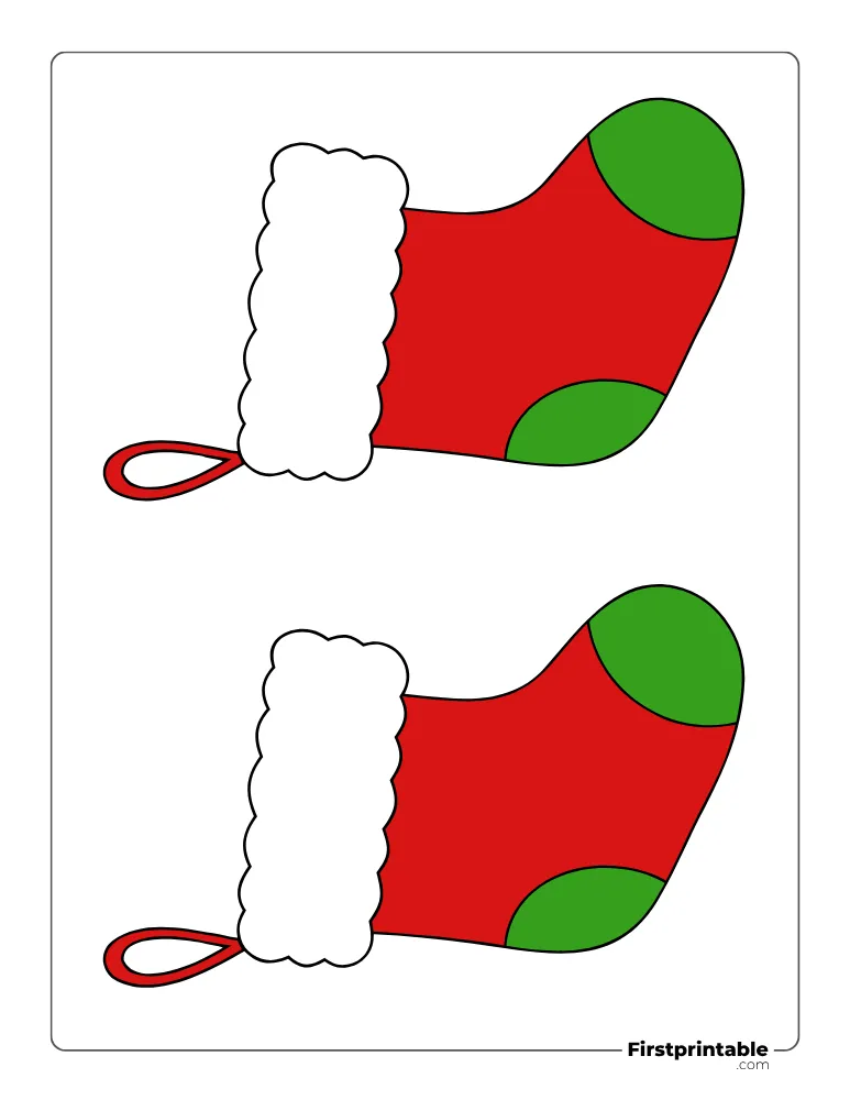 Kawaii Xmas Stocking Template - Medium Colored Kawaii Xmas Stocking Template - Medium Colored