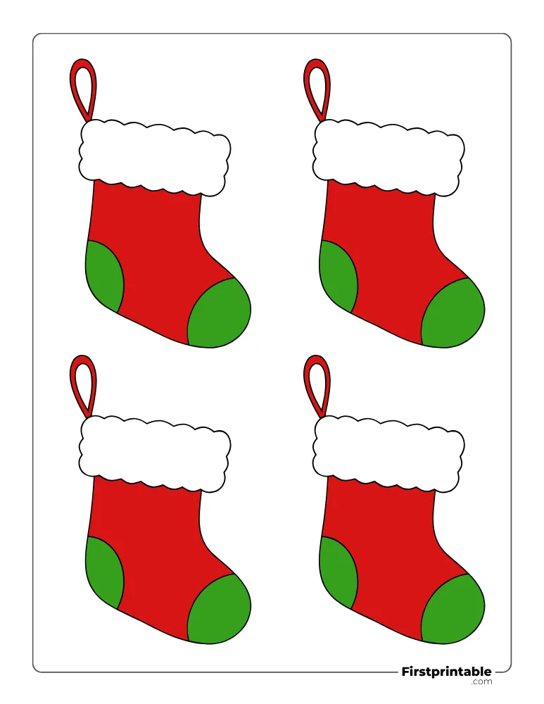 Kawaii Xmas Stocking Template - Small Colored Kawaii Xmas Stocking Template - Small Colored