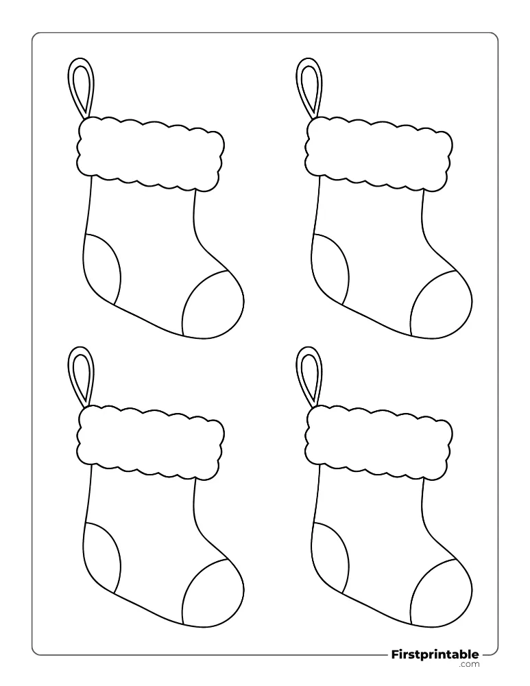 Kawaii Xmas Stocking Template - Small Outline Kawaii Xmas Stocking Template - Small Outline
