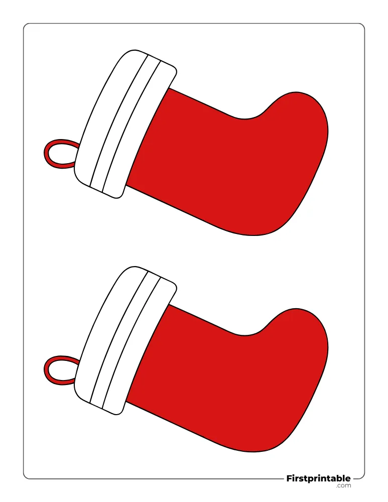 Plain Christmas Stocking Template - Medium Colored Plain Christmas Stocking Template - Medium Colored