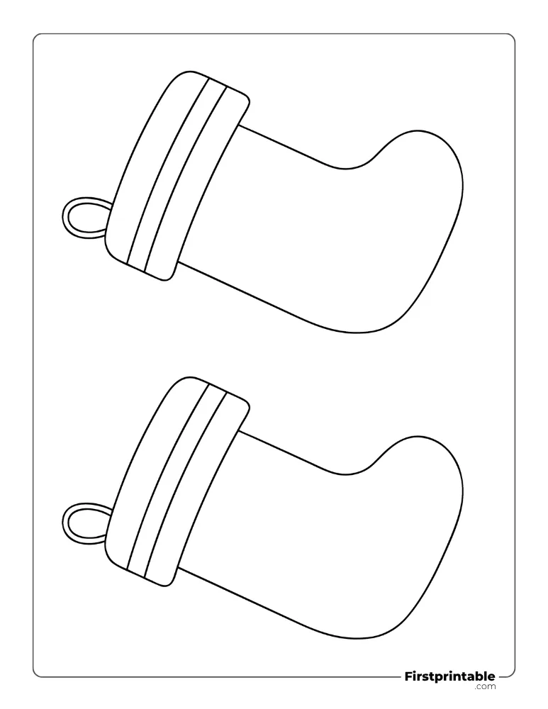 Plain Christmas Stocking Template - Medium Outline Plain Christmas Stocking Template - Medium Outline