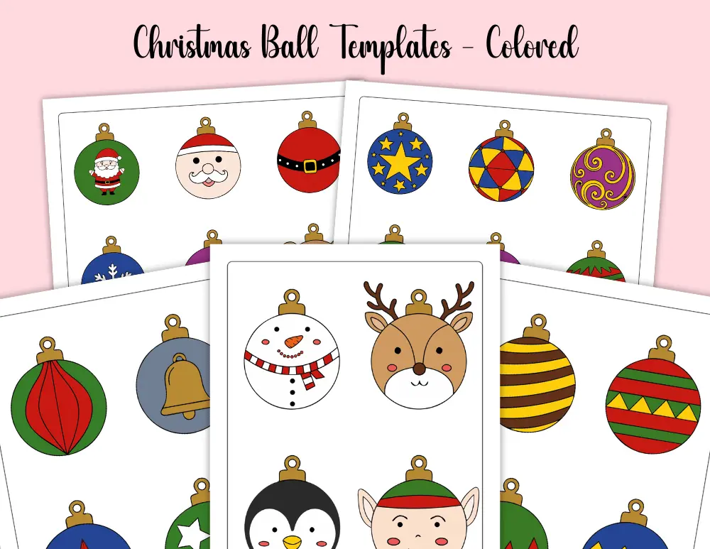 Printable Christmas Ball Template Colored