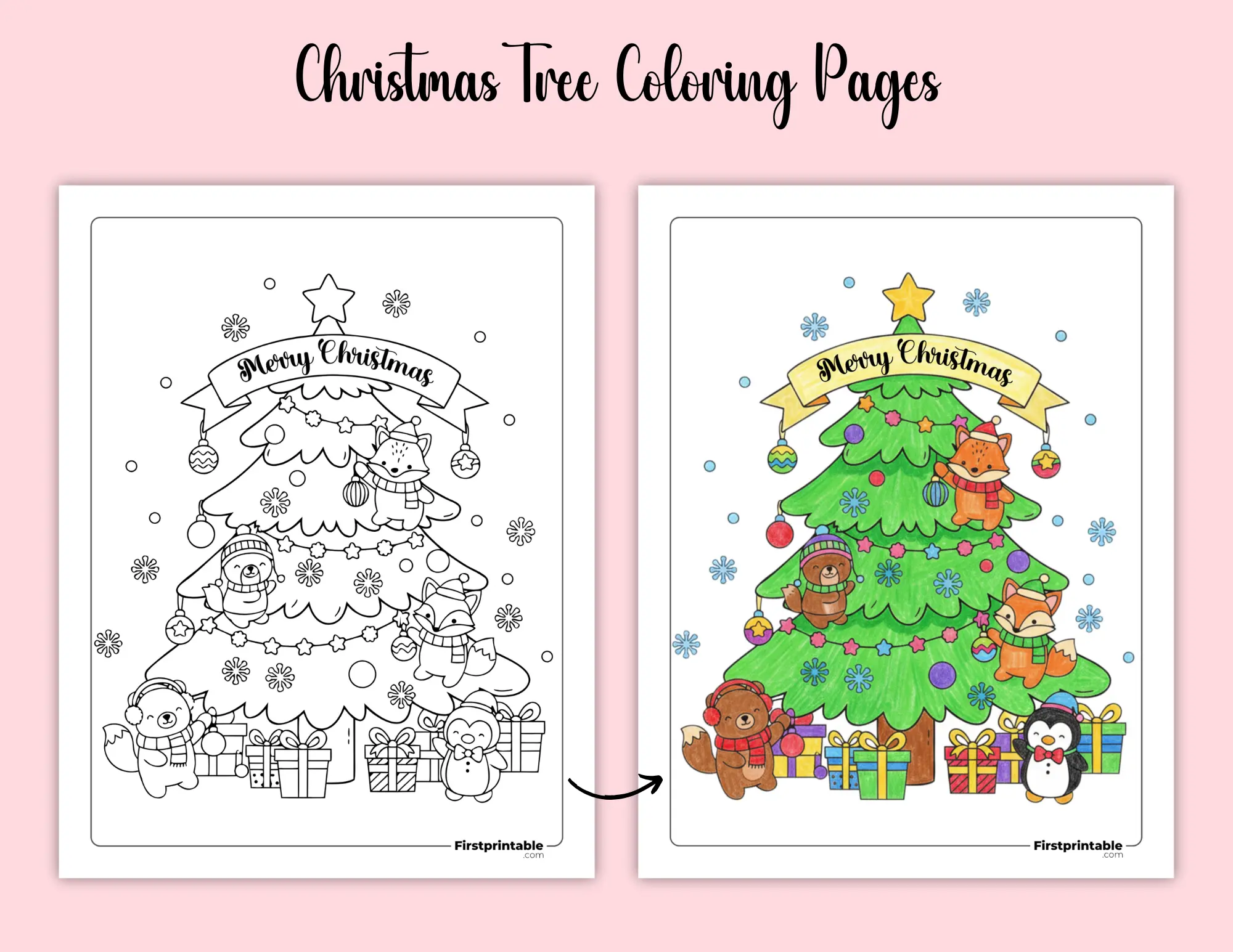 Printable Christmas Tree Coloring Pages 02 Printable Christmas Tree Coloring Pages 02