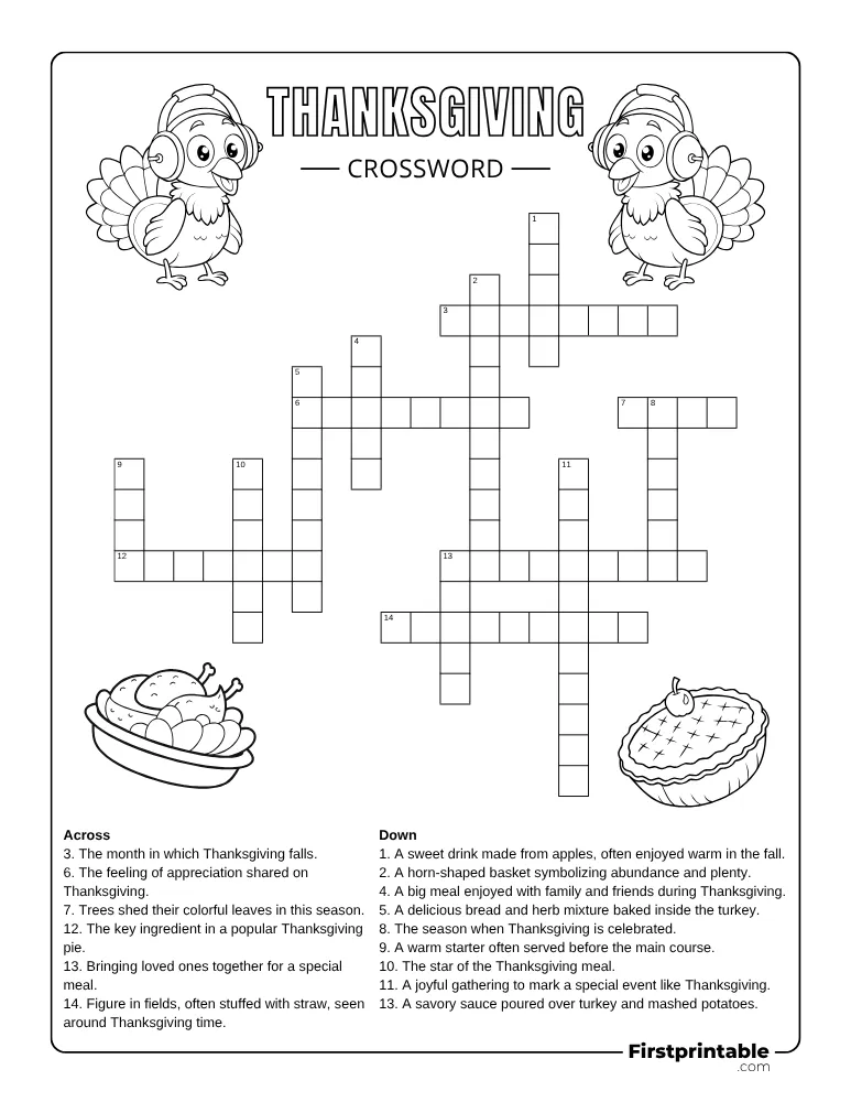 Thanksgiving Crossword - Medium 01