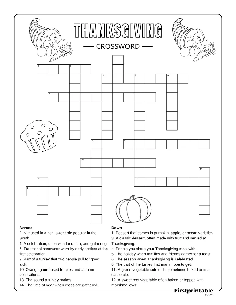 Thanksgiving Crossword - Medium 02