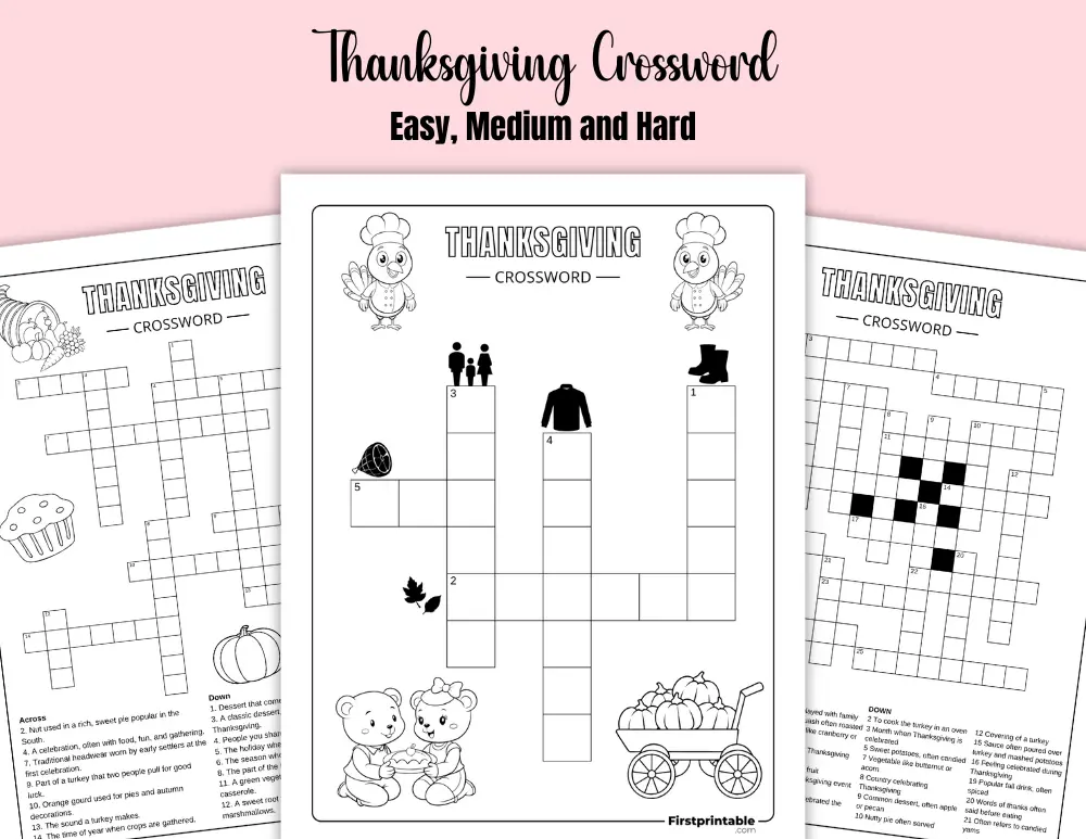 Printable Thanksgiving Crossword