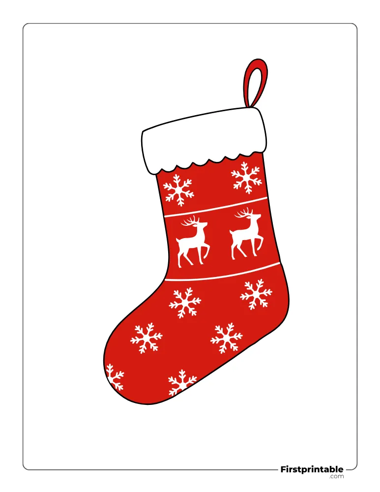 Christmas Stocking with Snowflake Template - Large Colored Christmas Stocking with Snowflake Template - Large Colored