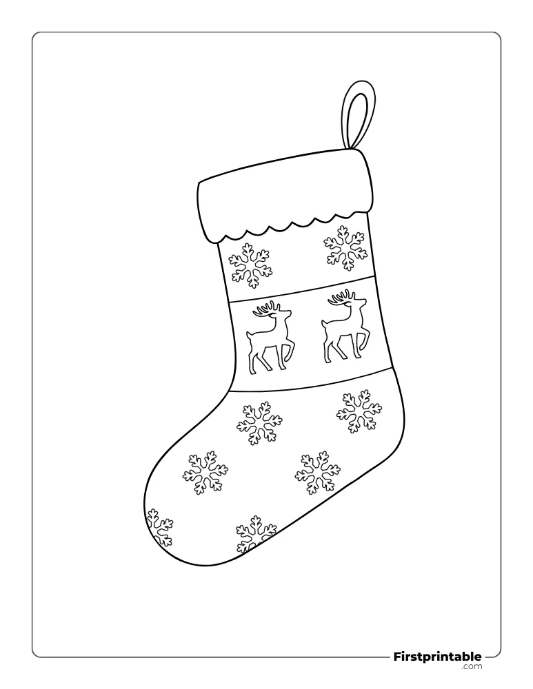 Christmas Stocking with Snowflake Template - Large Outline Christmas Stocking with Snowflake Template - Large Outline