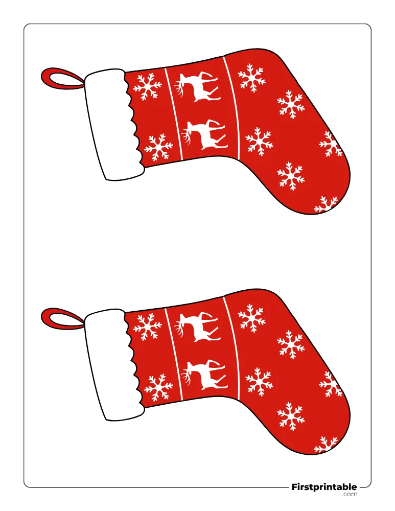 Christmas Stocking with Snowflake Template - Medium Colored Christmas Stocking with Snowflake Template - Medium Colored
