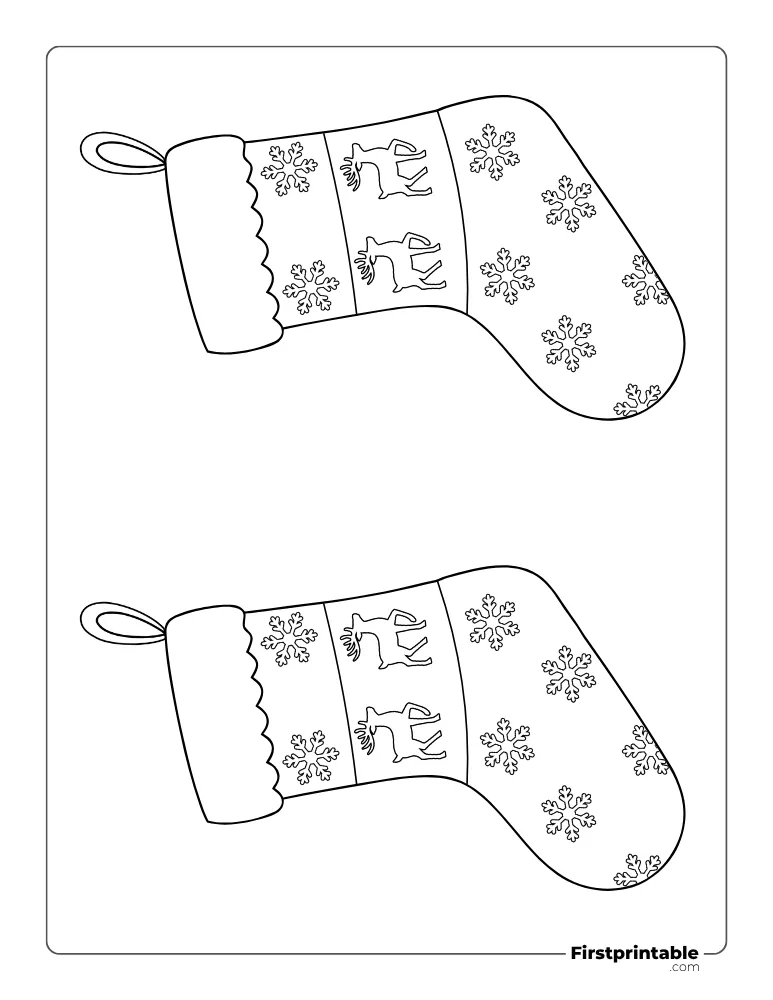 Christmas Stocking with Snowflake Template - Medium Outline Christmas Stocking with Snowflake Template - Medium Outline