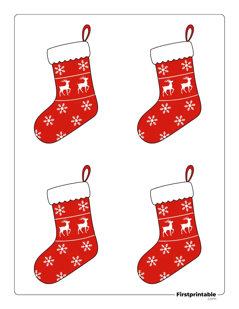 Christmas Stocking with Snowflake Template - Small Colored Christmas Stocking with Snowflake Template - Small Colored