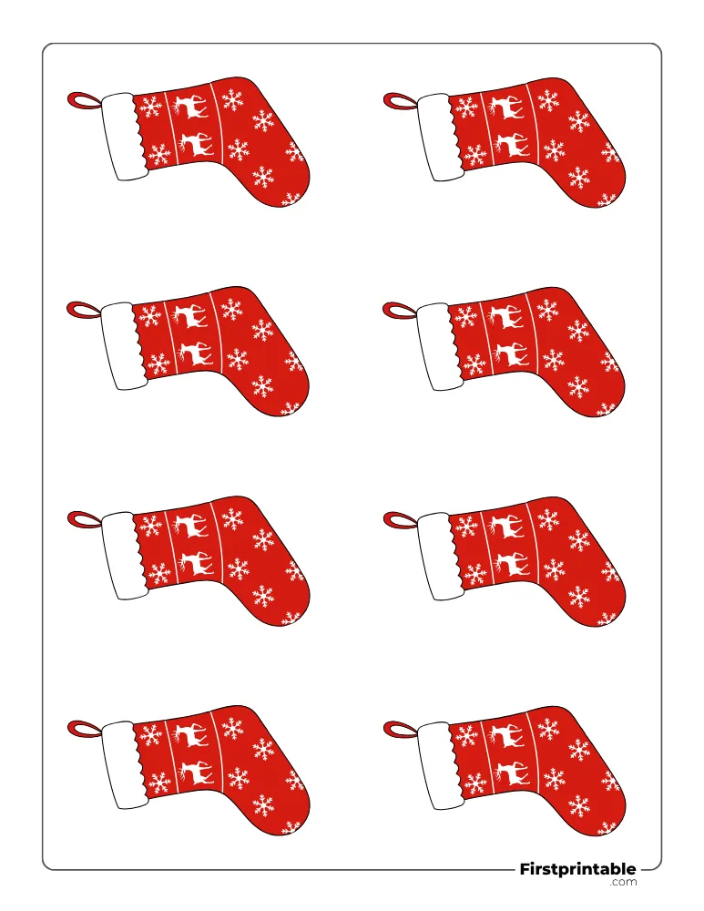 Christmas Stocking with Snowflake Template - XS Colored Christmas Stocking with Snowflake Template - XS Colored