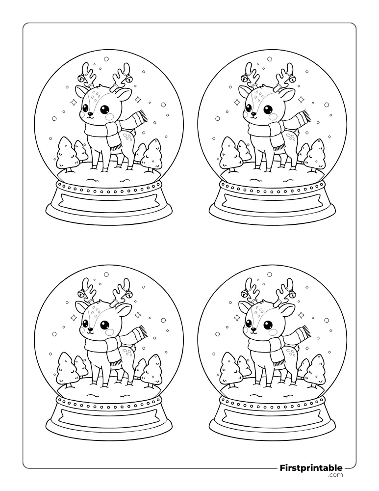 Reindeer Snow Globe Template - Small Outline