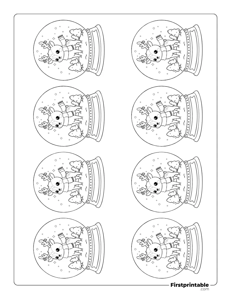 Reindeer Snow Globe Template - XS Outline