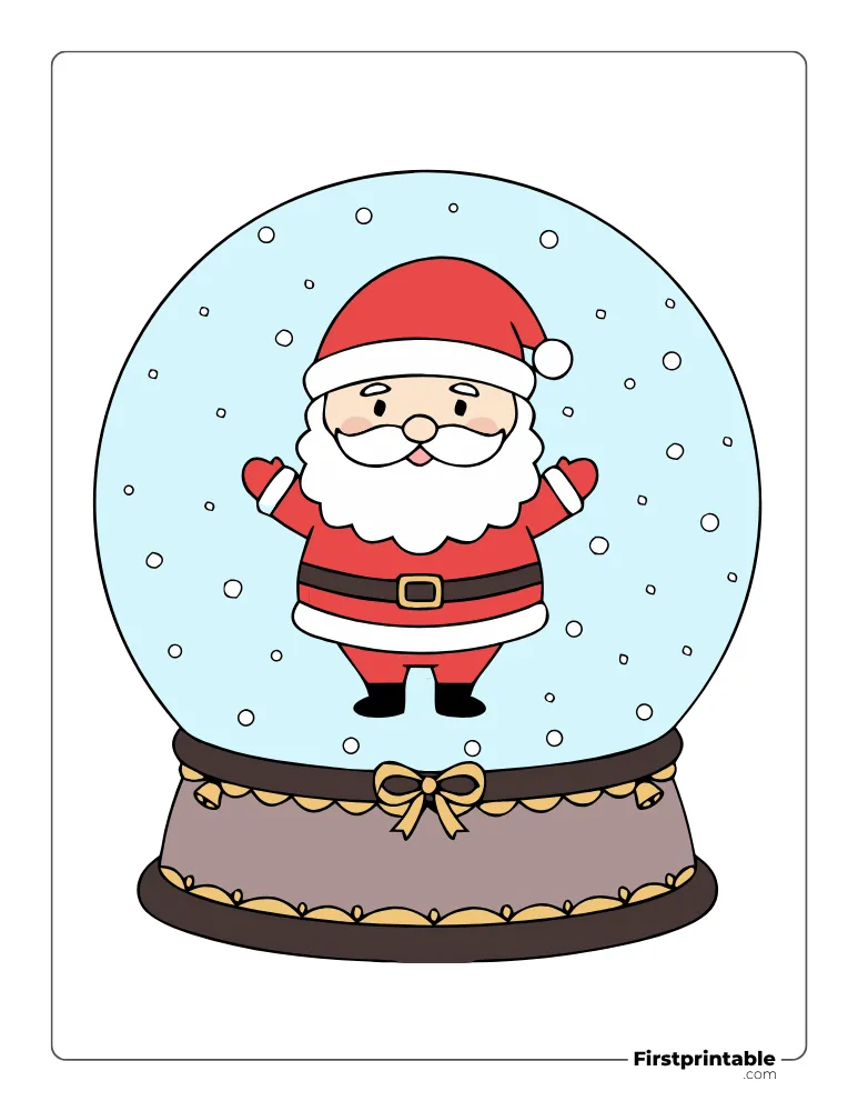 Santa Claus Snow Globe Template - Large Colored