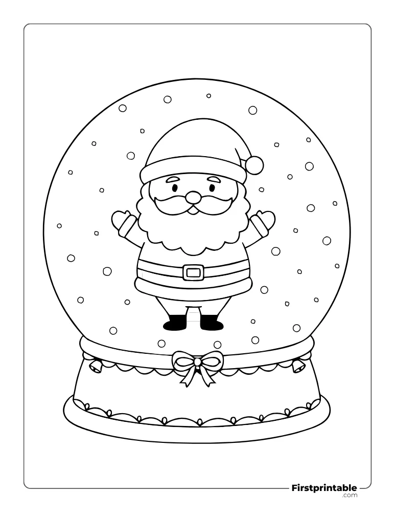 Santa Claus Snow Globe Template - Large Outline