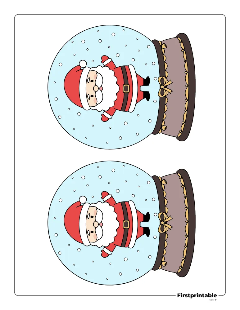 Santa Claus Snow Globe Template - Medium Colored