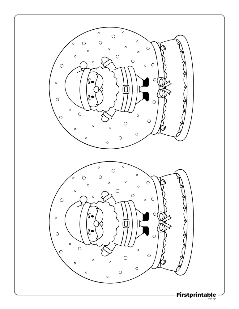 Santa Claus Snow Globe Template - Medium Outline