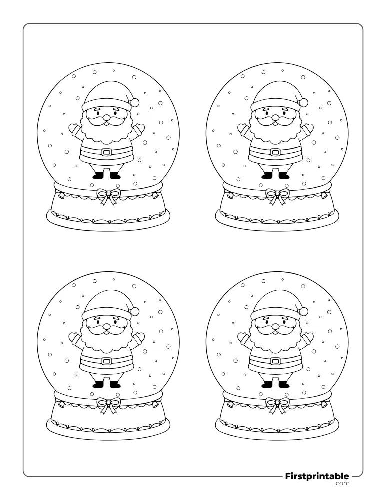 Santa Claus Snow Globe Template - Small Outline