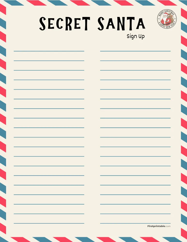 Secret Santa Sign Up Sheet 08