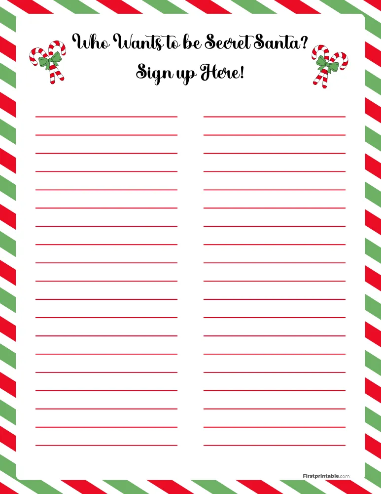 Secret Santa Sign Up Sheet 09