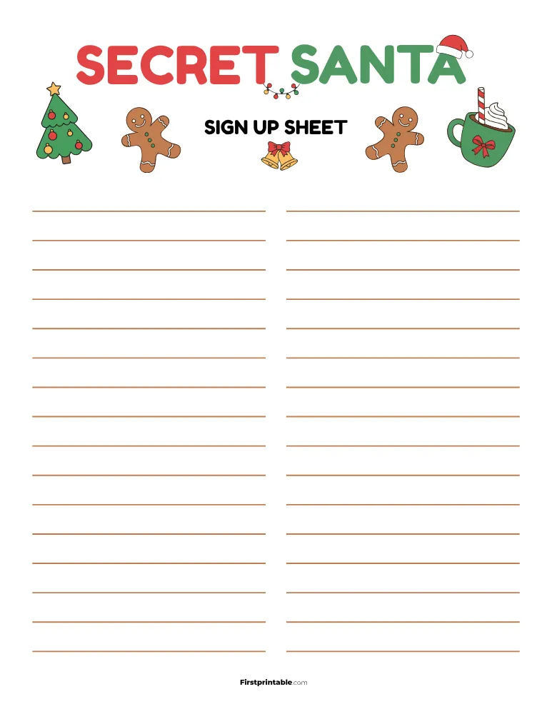 Secret Santa Sign Up Sheet 14