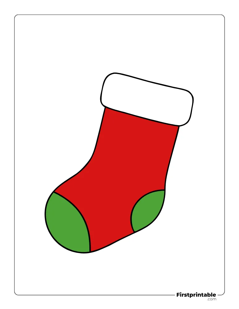 Simple Xmas Stocking Template - Lage Colored Simple Xmas Stocking Template - Lage Colored