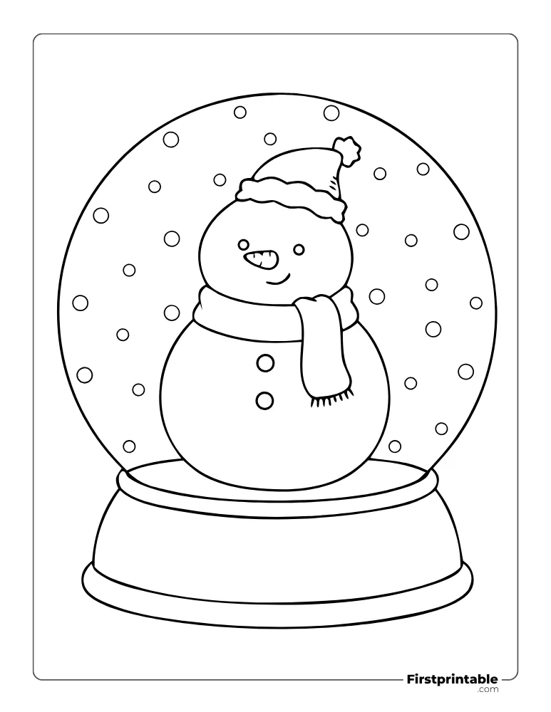Snow Globe Template - Cute Snowman - Large Outline