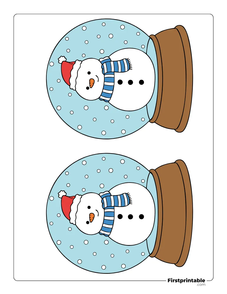 Snow Globe Template - Cute Snowman - Medium Colored